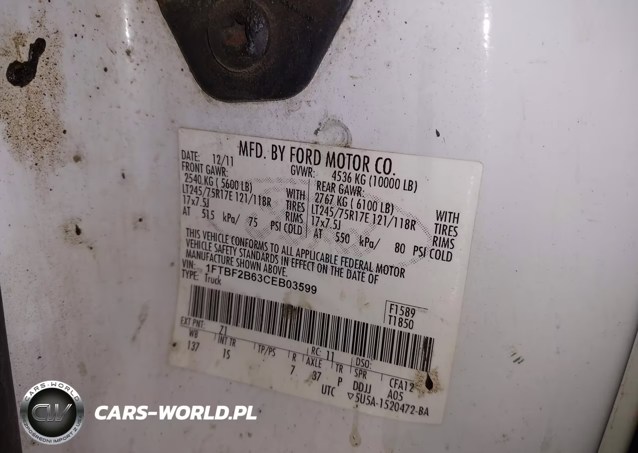 2012 Ford Super Duty F-250 Srw Xl VIN:1FTBF2B63CEB03599 - 9