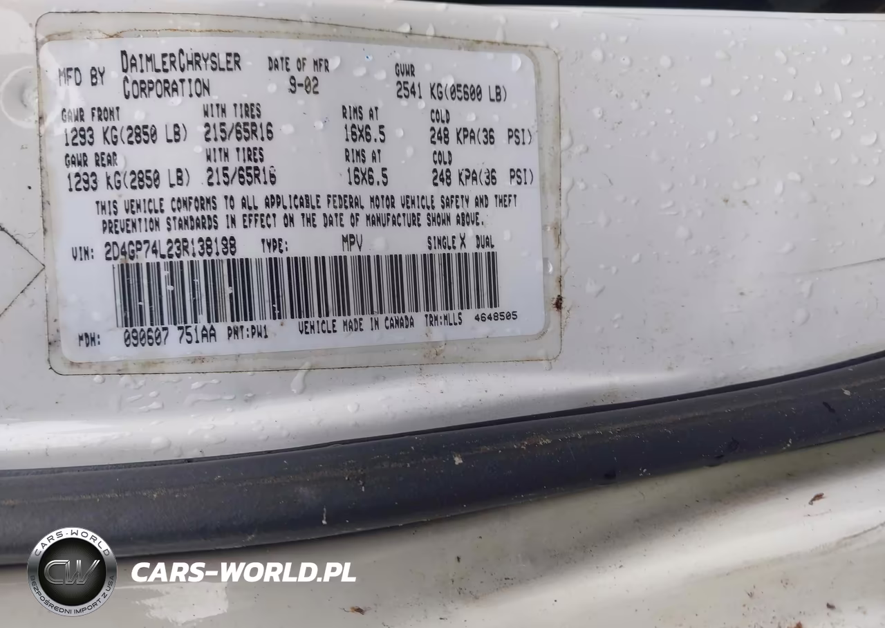 2003 Dodge Grand Caravan Ex VIN:2D4GP74L23R138188 - 9