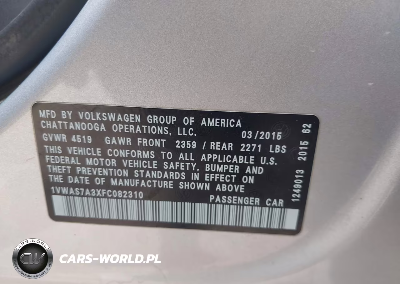 2015 Volkswagen Passat 1.8T Limited Edition VIN:1VWAS7A3XFC082310 - 9