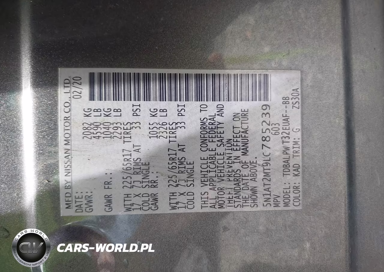 2020 Nissan Rogue S Fwd VIN:5N1AT2MT9LC785239 - 9