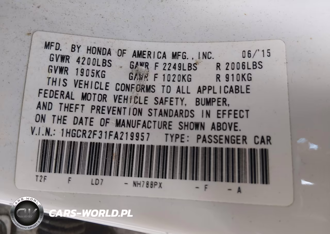 2015 Honda Accord Lx VIN:1HGCR2F31FA219957 - 9