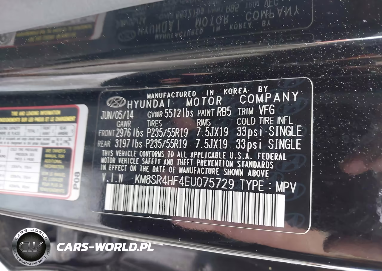 2014 Hyundai Santa Fe Gls VIN:KM8SR4HF4EU075729 - 9