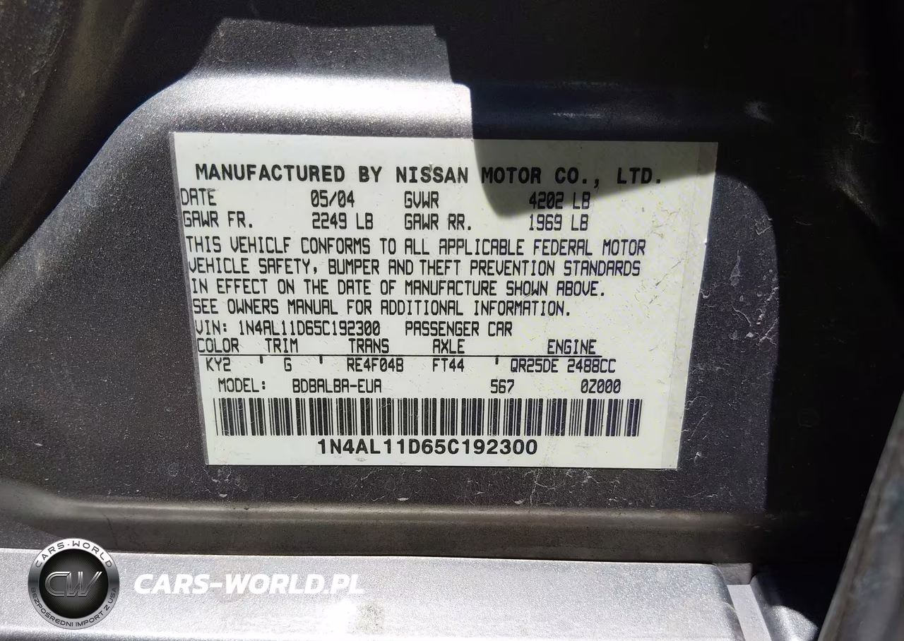 2005 Nissan Altima 2.5 S VIN:1N4AL11D65C192300 - 9