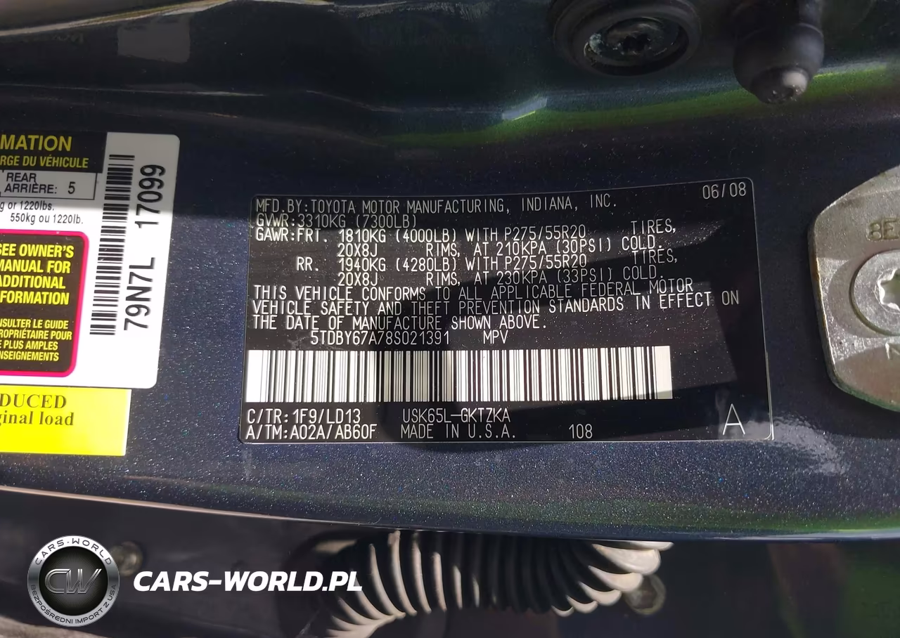 2008 Toyota Sequoia Platinum VIN:5TDBY67A78S021391 - 9