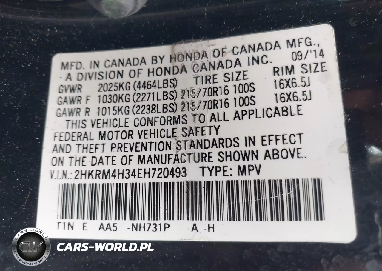 2014 Honda Cr-V Lx VIN:2HKRM4H34EH720493 - 9