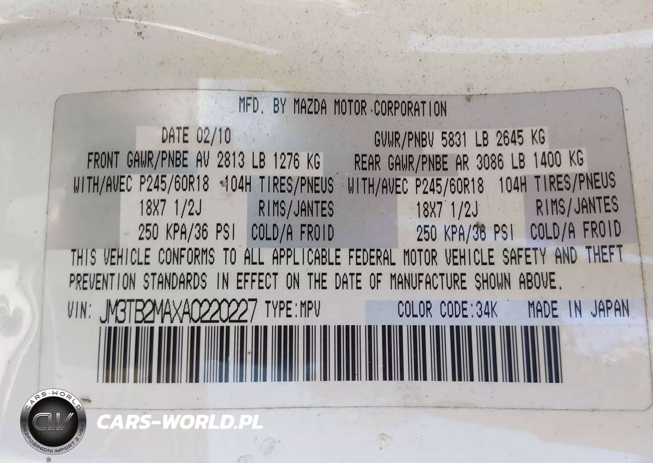 2010 Mazda Cx-9 Touring VIN:JM3TB2MAXA0220227 - 9