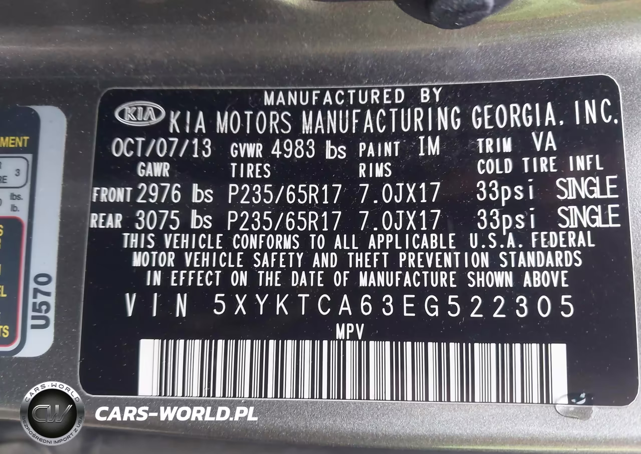 2014 Kia Sorento Lx VIN:5XYKTCA63EG522305 - 9