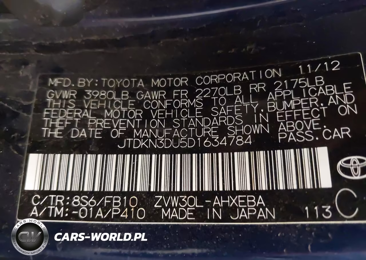 2013 Toyota Prius Two VIN:JTDKN3DU5D1634784 - 9