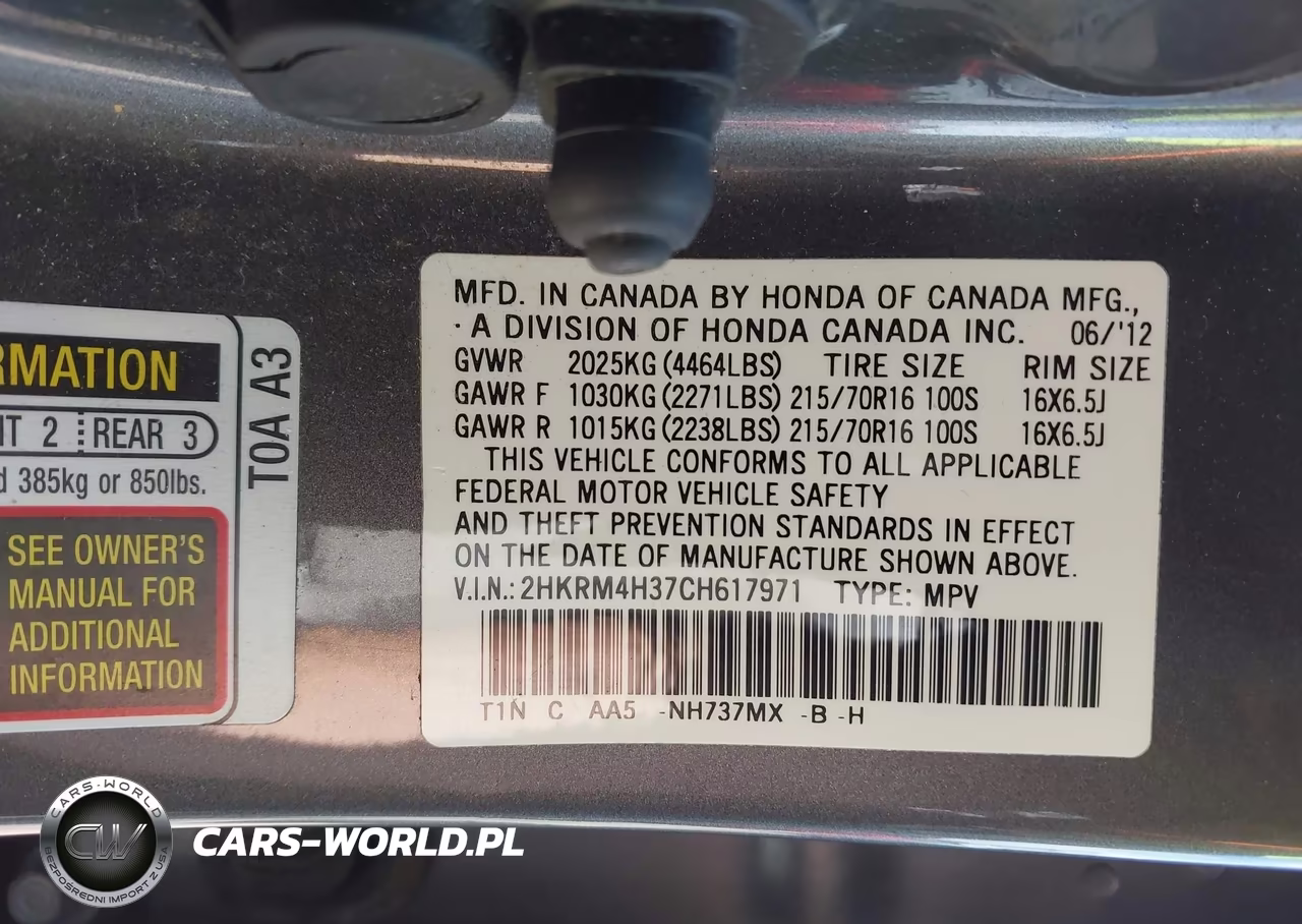 2012 Honda Cr-V Lx VIN:2HKRM4H37CH617971 - 9