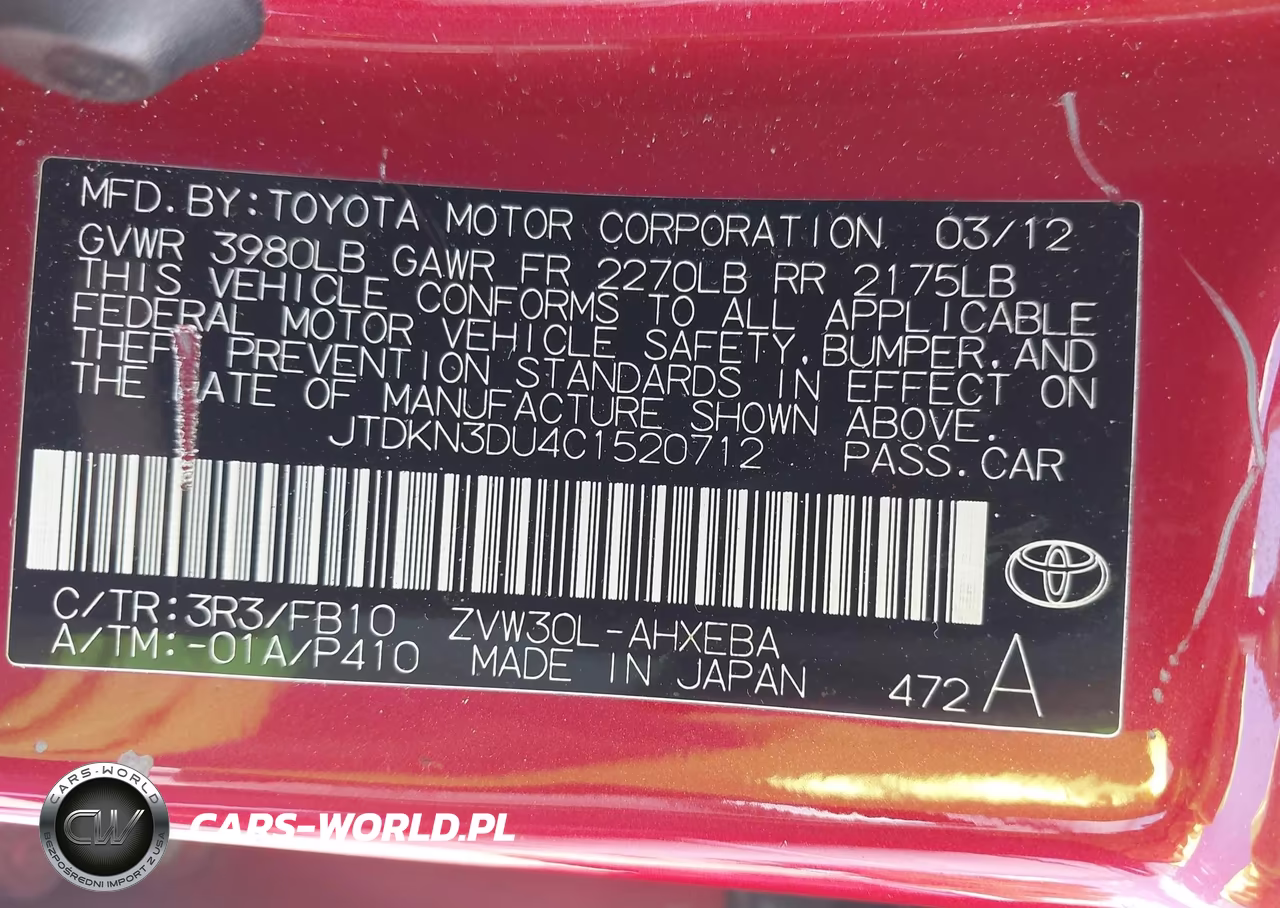 2012 Toyota Prius Two VIN:JTDKN3DU4C1520712 - 9