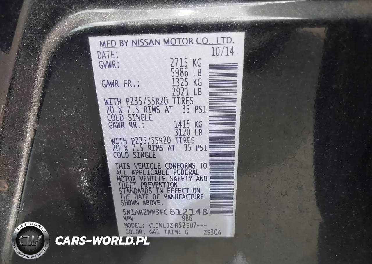 2015 Nissan Pathfinder Platinum VIN:5N1AR2MM3FC612148 - 9