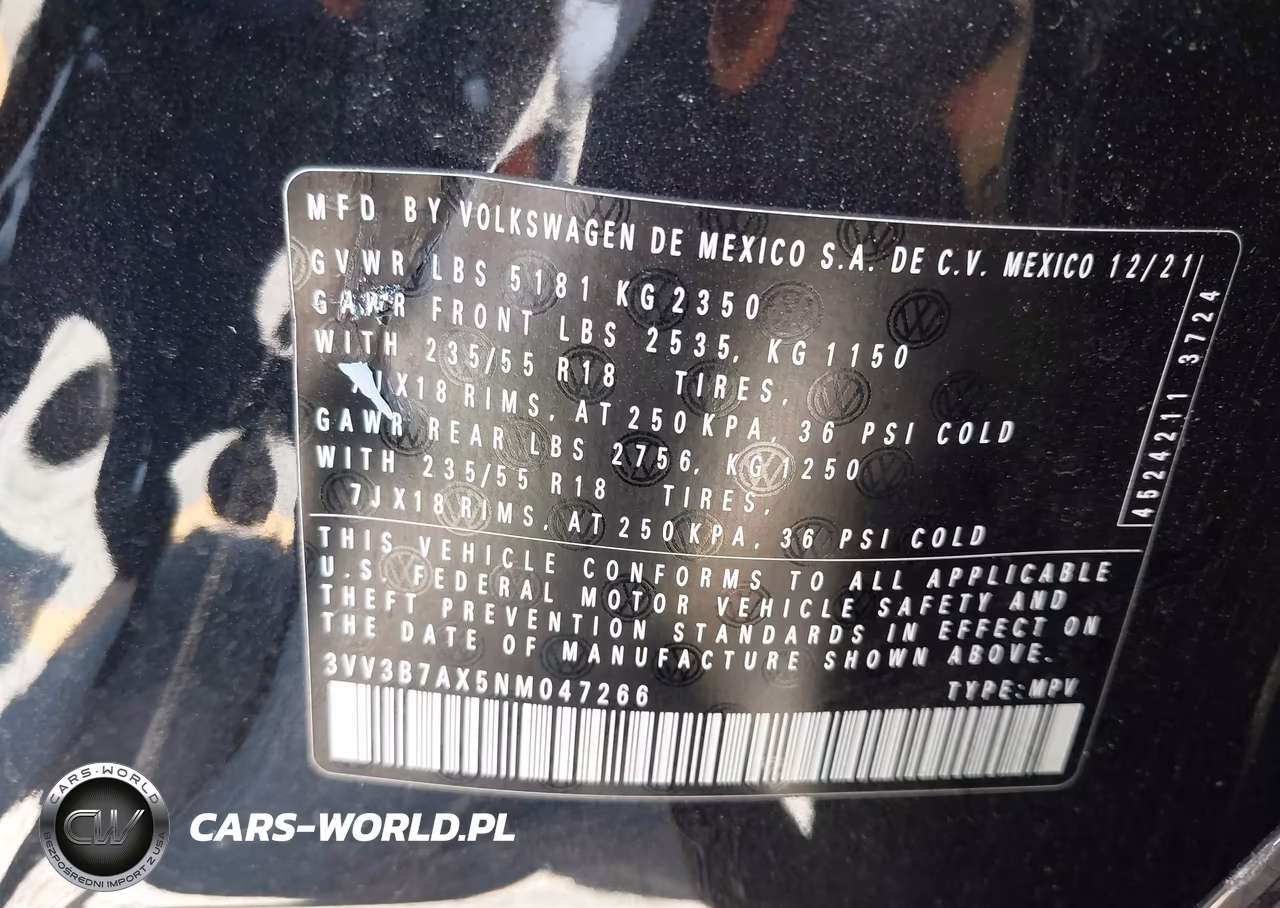 2022 Volkswagen Tiguan 2.0T Se VIN:3VV3B7AX5NM047266 - 9