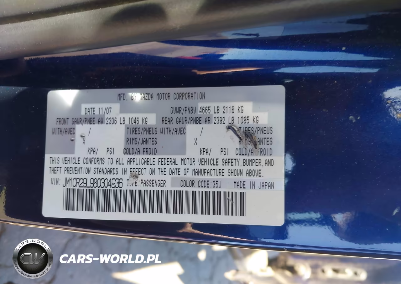 2008 Mazda Mazda5 Sport VIN:JM1CR29L980304936 - 9