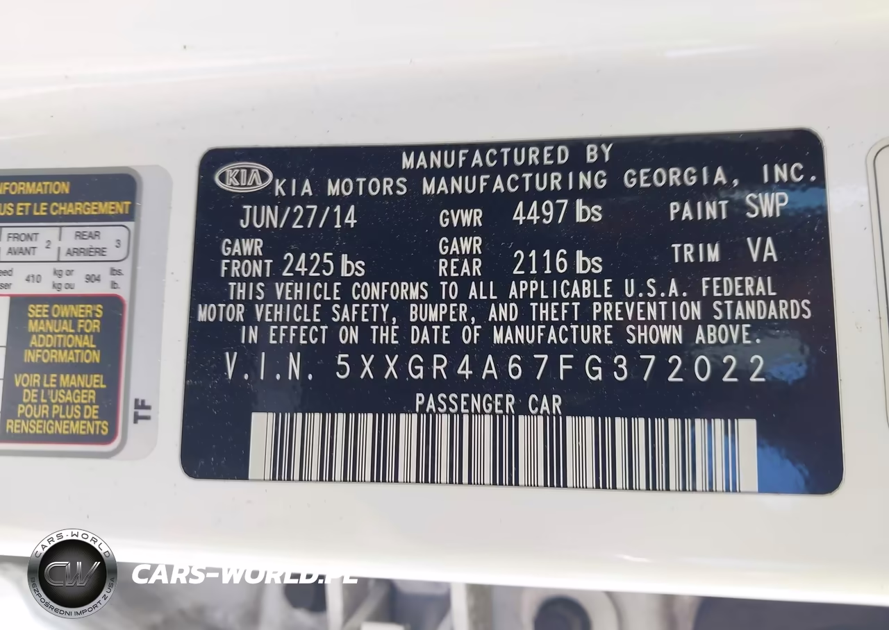 2015 Kia Optima Sx Turbo VIN:5XXGR4A67FG372022 - 9
