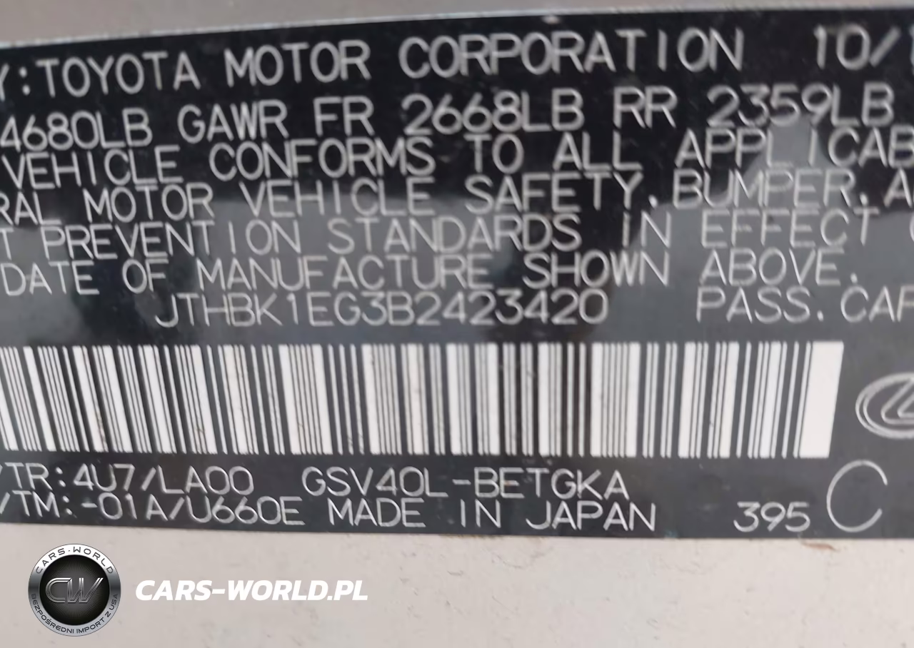 2011 Lexus Es 350 VIN:JTHBK1EG3B2423420 - 9