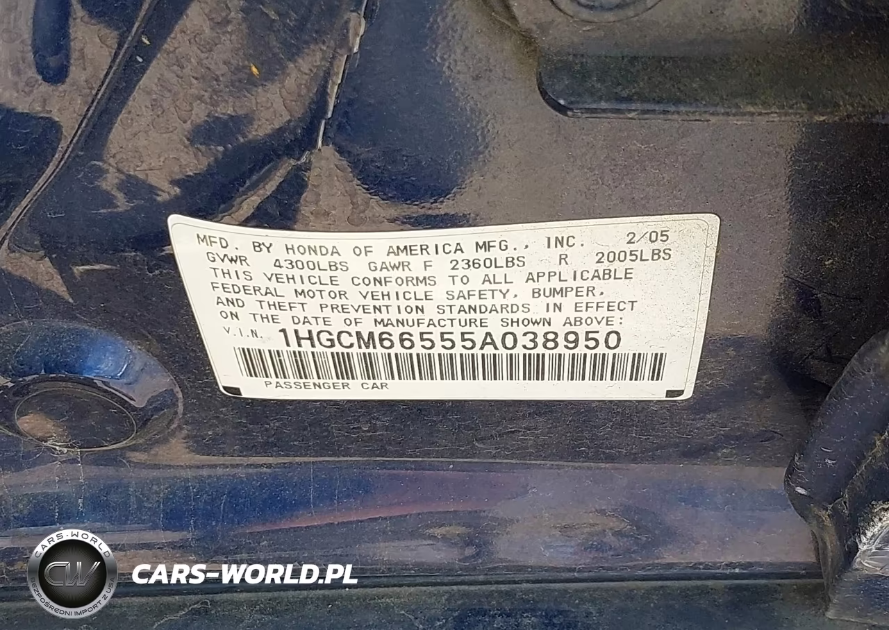 2005 Honda Accord 3.0 Ex VIN:1HGCM66555A038950 - 9