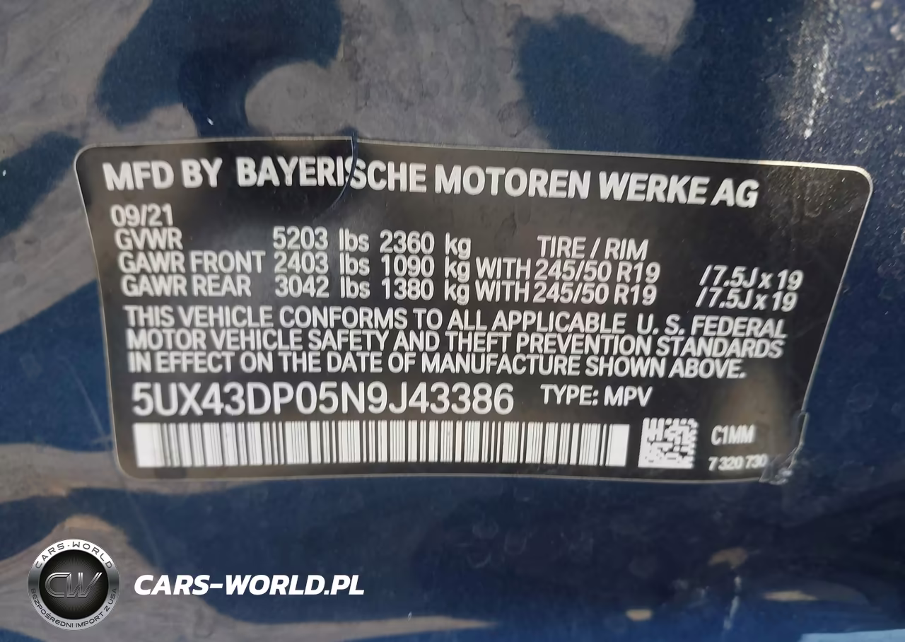 2022 BMW X3 Sdrive30I VIN:5UX43DP05N9J43386 - 9