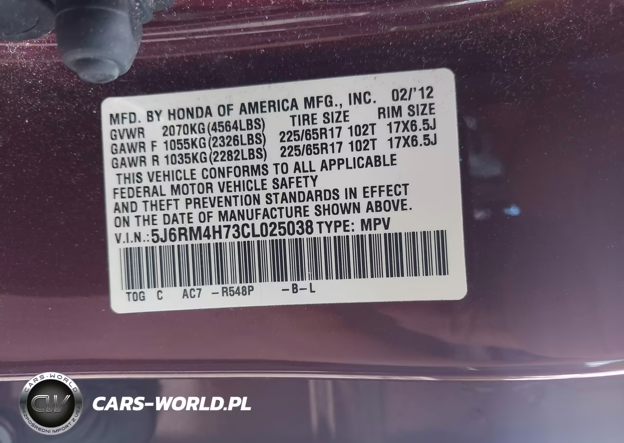 2012 Honda Cr-V Ex-L VIN:5J6RM4H73CL025038 - 9