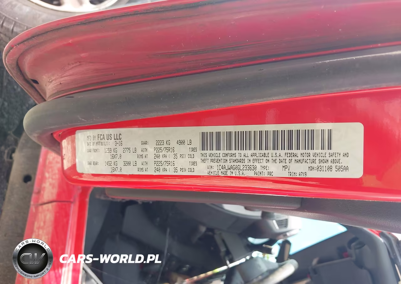 2016 Jeep Wrangler Sport VIN:1C4AJWAG0GL233630 - 9