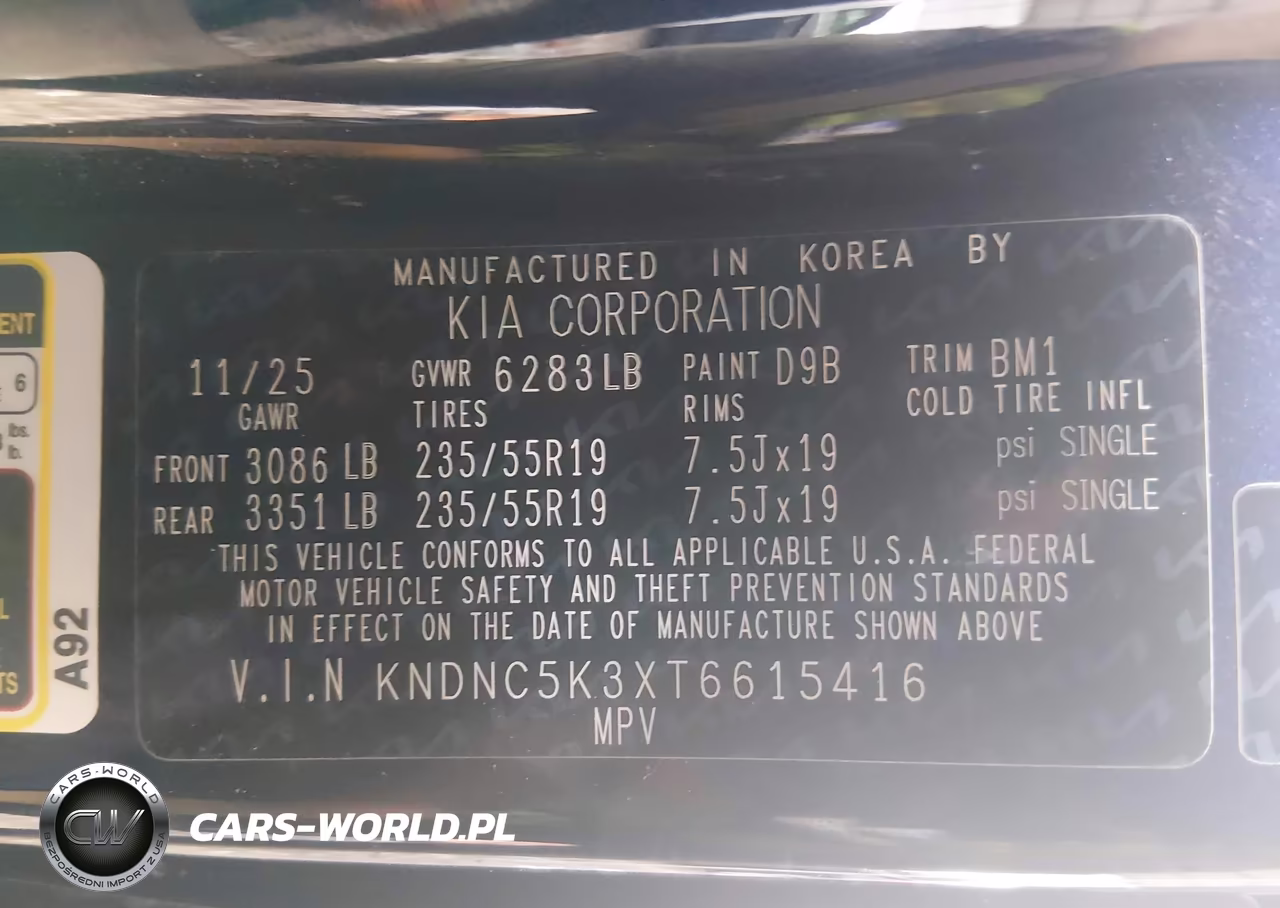 2026 Kia Carnival Mpv Ex VIN:KNDNC5K3XT6615416 - 9