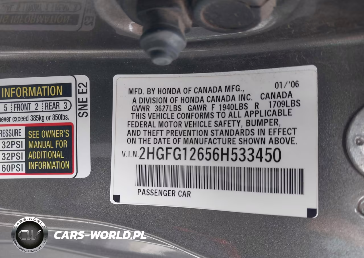 2006 Honda Civic Lx VIN:2HGFG12656H533450 - 9
