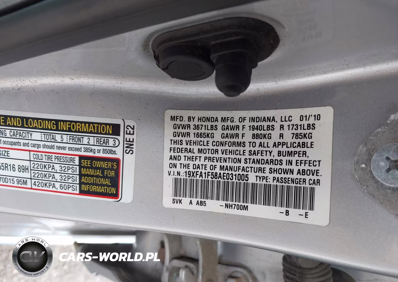 2010 Honda Civic Lx VIN:19XFA1F58AE031005 - 9