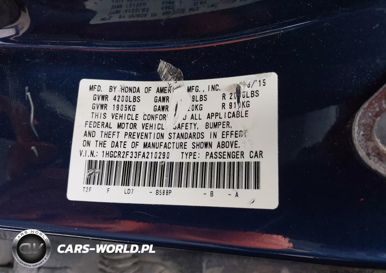 2015 Honda Accord Lx VIN:1HGCR2F33FA210290 - 9