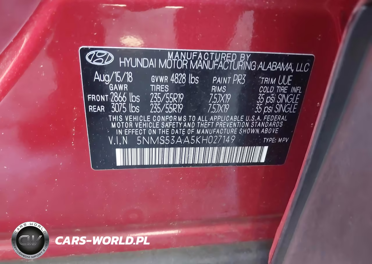 2019 Hyundai Santa Fe Limited 2.0T VIN:5NMS53AA5KH027149 - 9