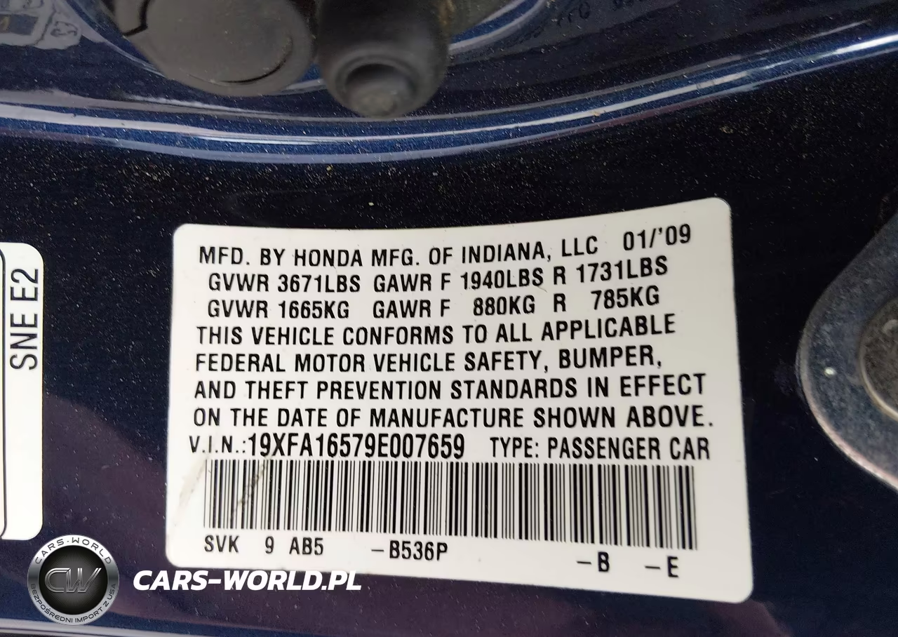 2009 Honda Civic Lx VIN:19XFA16579E007659 - 9