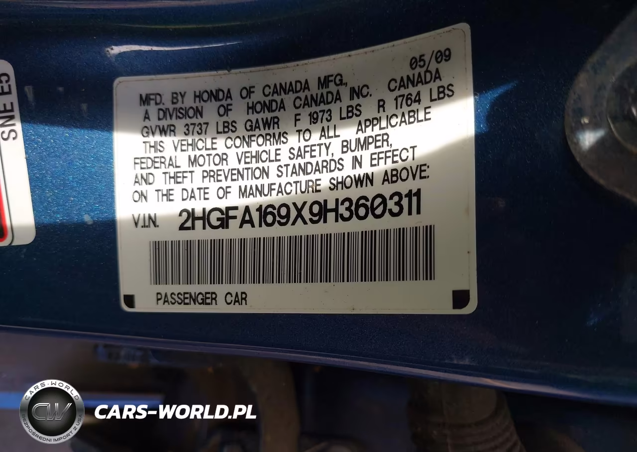2009 Honda Civic Ex-L VIN:2HGFA169X9H360311 - 9