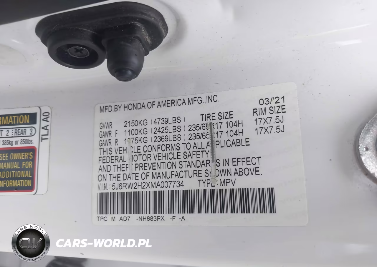 2021 Honda Cr-V Awd Lx VIN:5J6RW2H2XMA007734 - 9