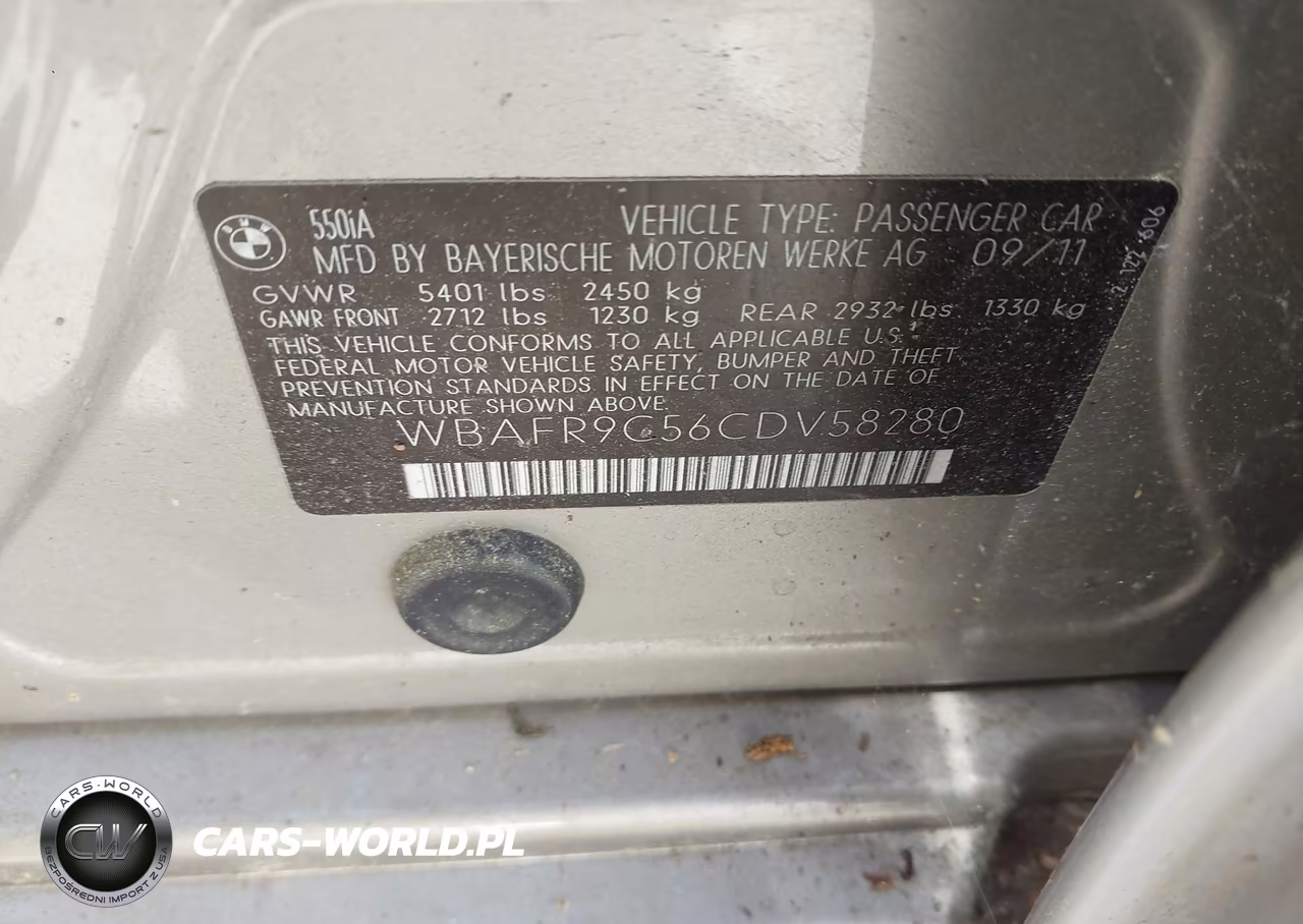 2012 BMW 550I VIN:WBAFR9C56CDV58280 - 9