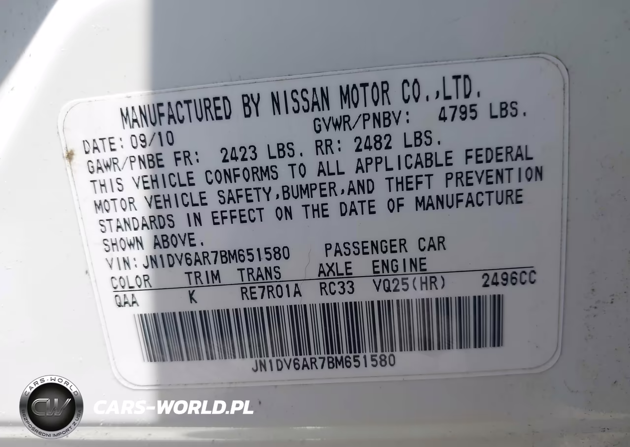 2011 Infiniti G25X VIN:JN1DV6AR7BM651580 - 9