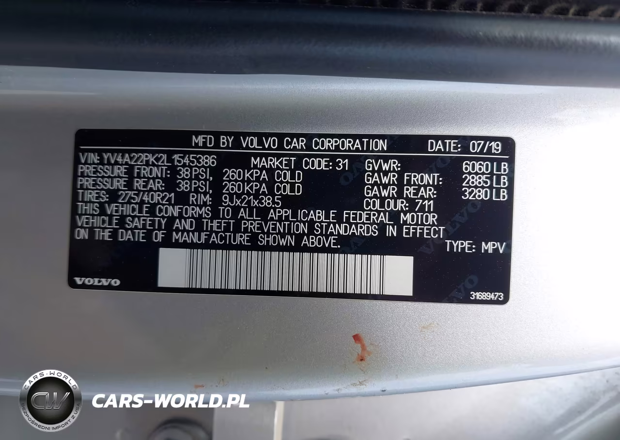 2020 Volvo Xc90 T6 Momentum 7 Passenger VIN:YV4A22PK2L1545386 - 9