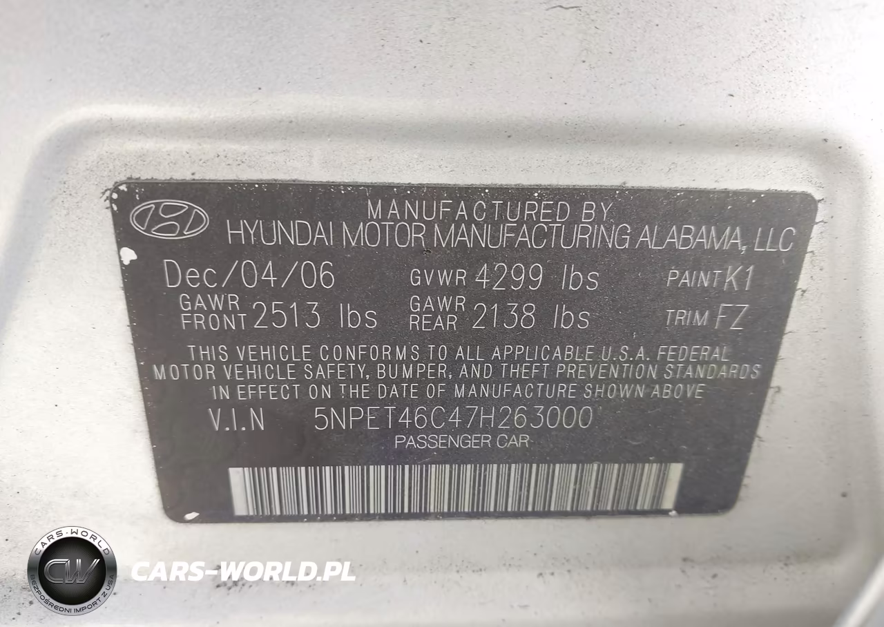 2007 Hyundai Sonata Gls-Gls W-Xm VIN:5NPET46C47H263000 - 9