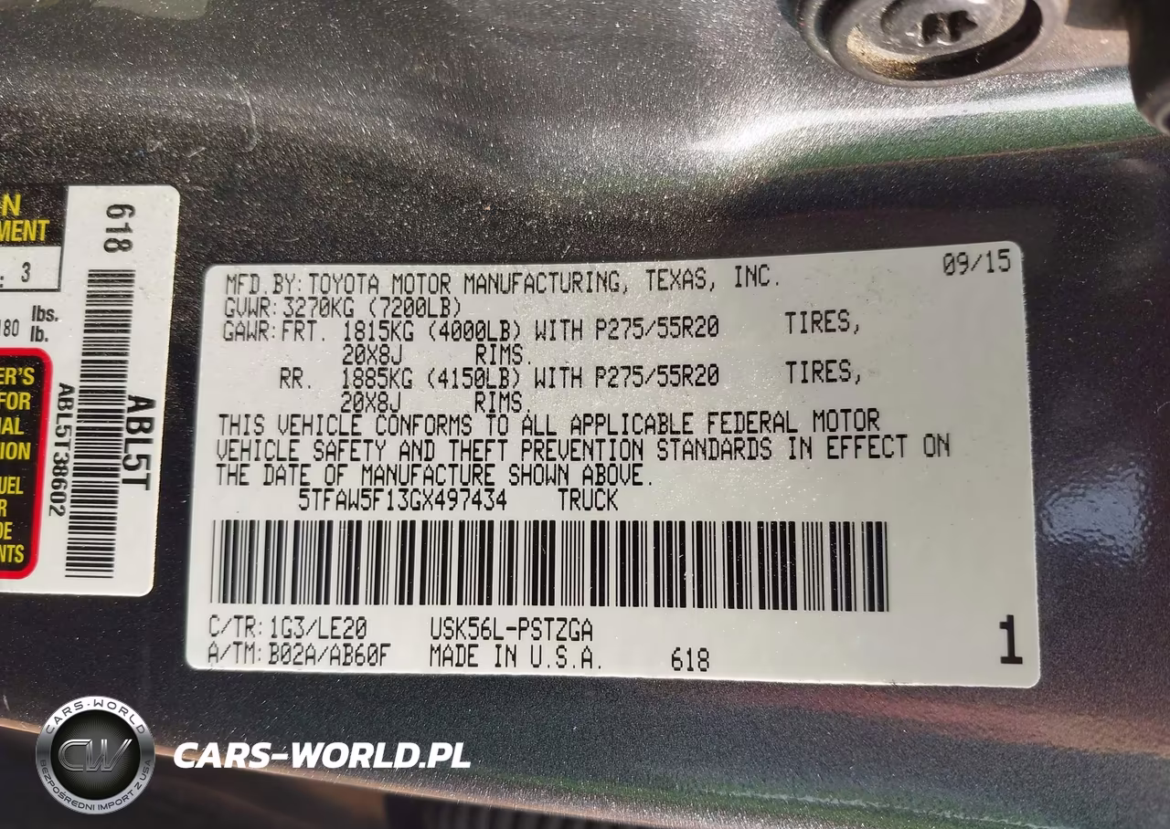 2016 Toyota Tundra Platinum 5.7L V8 VIN:5TFAW5F13GX497434 - 9