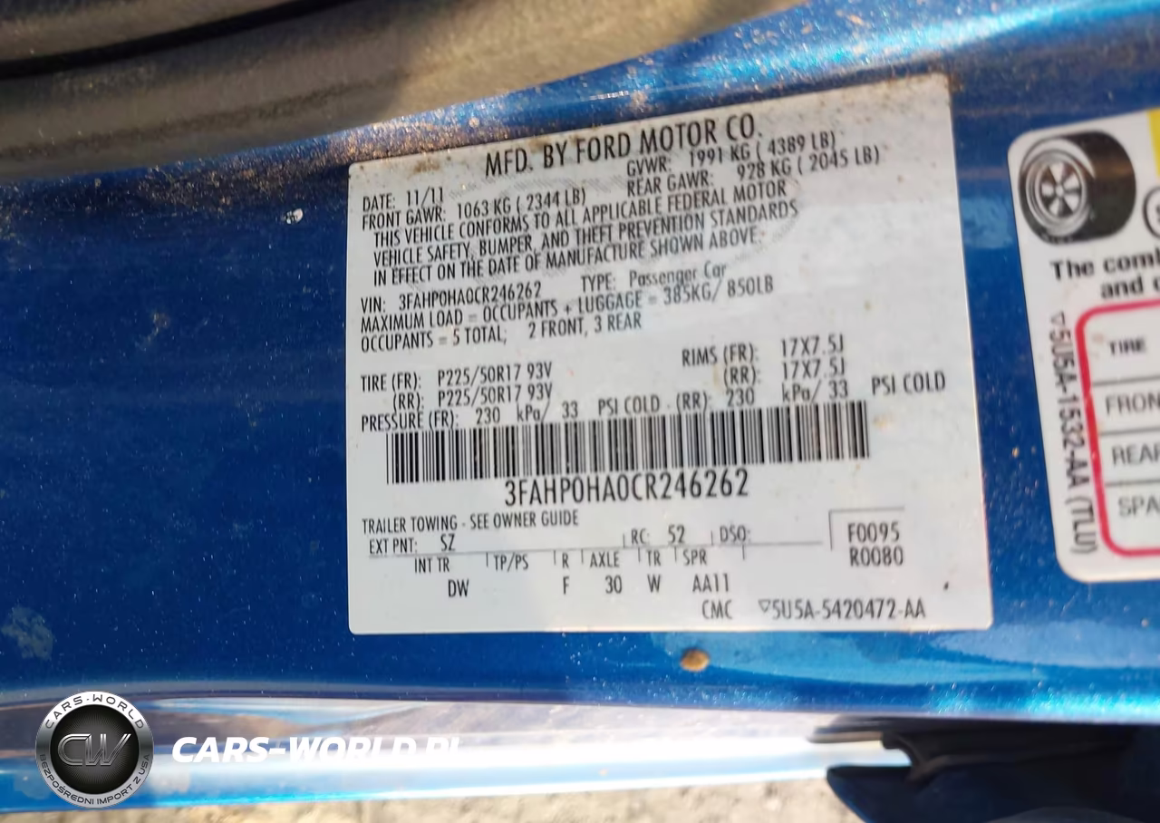 2012 Ford Fusion Se VIN:3FAHP0HA0CR246262 - 9