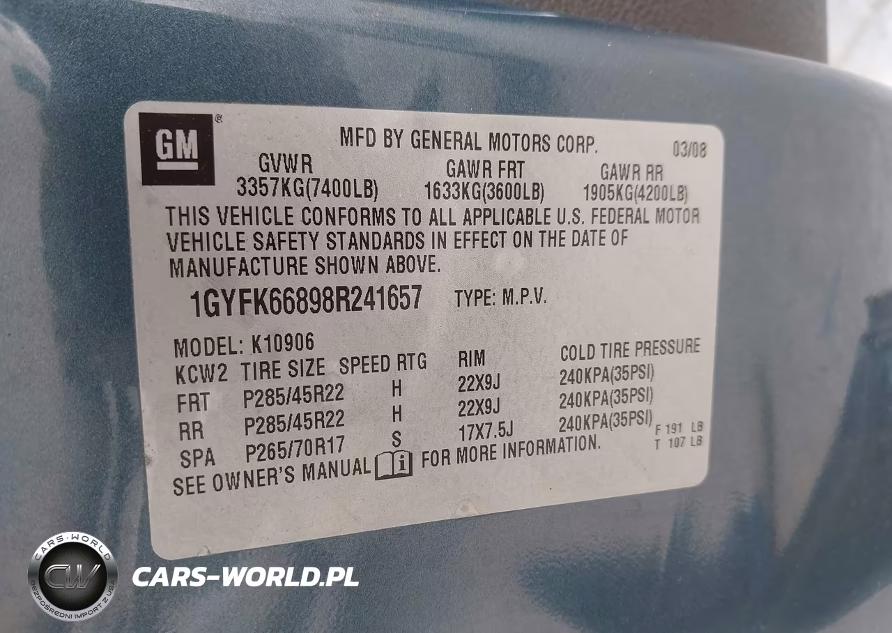 2008 Cadillac Escalade Esv Standard VIN:1GYFK66898R241657 - 9