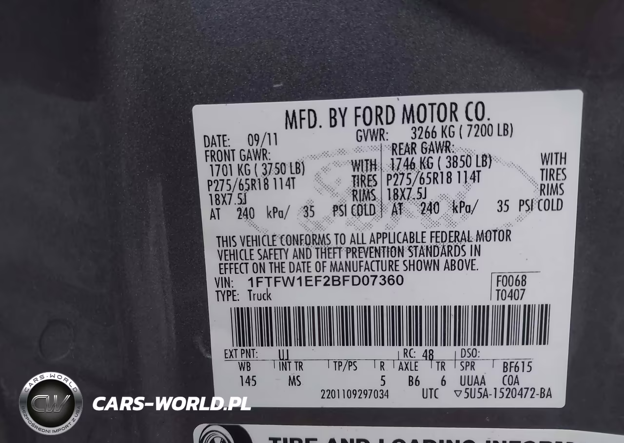 2011 Ford F-150 Fx4-King Ranch-Lariat-Platinum-Xl-Xlt VIN:1FTFW1EF2BFD07360 - 9
