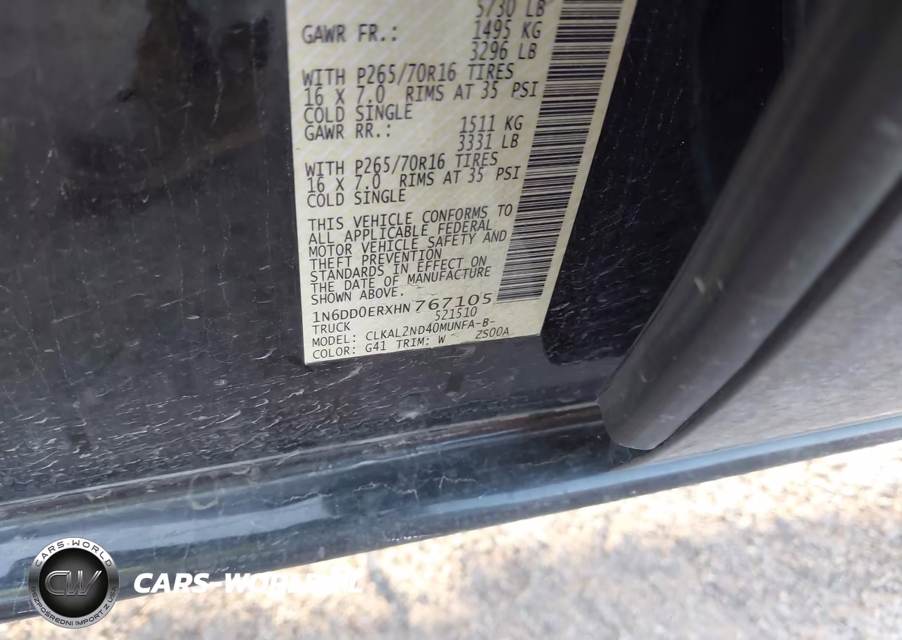 2017 Nissan Frontier Sv VIN:1N6DD0ERXHN767105 - 9