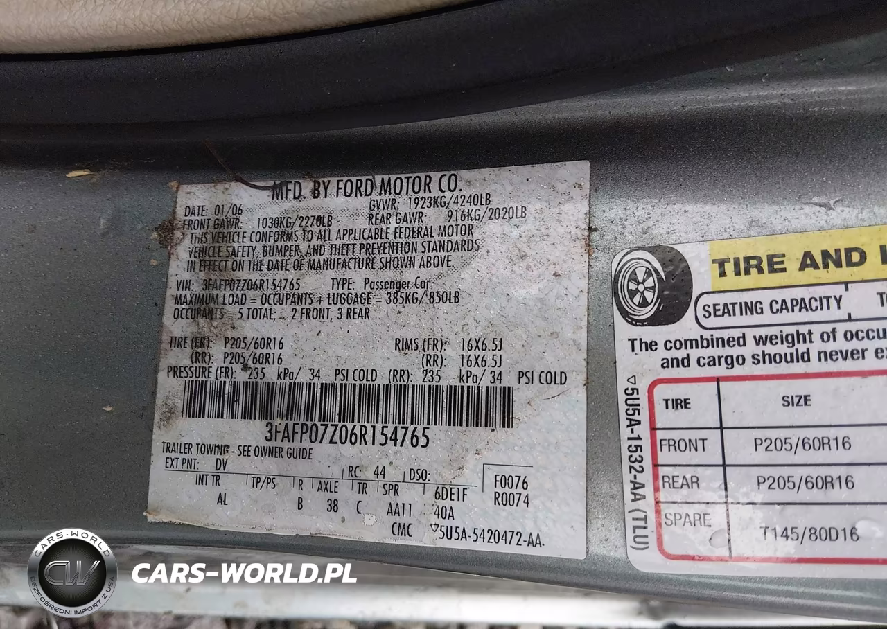 2006 Ford Fusion Se VIN:3FAFP07Z06R154765 - 9