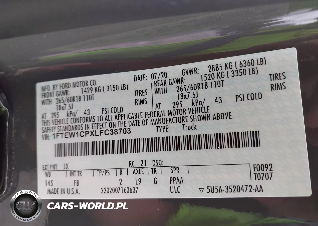 2020 Ford F-150 Xlt VIN:1FTEW1CPXLFC38703 - 9
