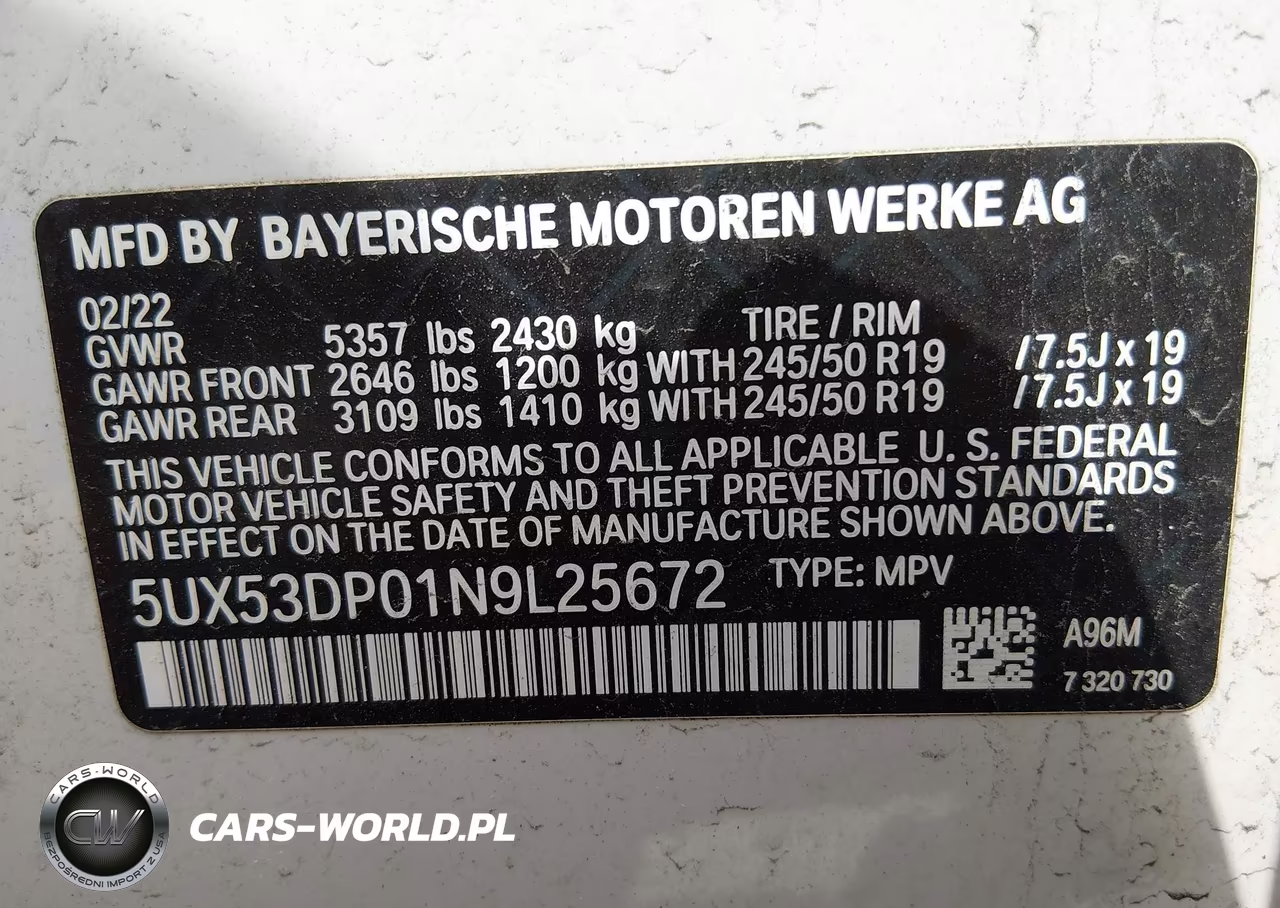 2022 BMW X3 xDrive30I VIN:5UX53DP01N9L25672 - 9