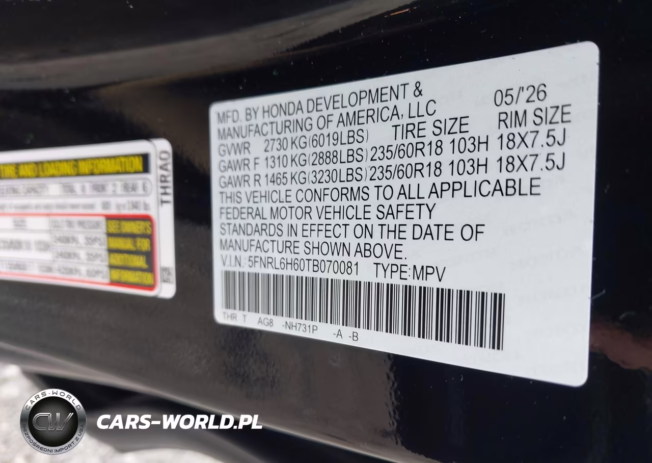 2026 Honda Odyssey Ex-L VIN:5FNRL6H60TB070081 - 9