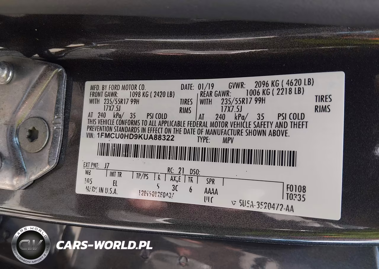 2019 Ford Escape Sel VIN:1FMCU0HD9KUA88322 - 9