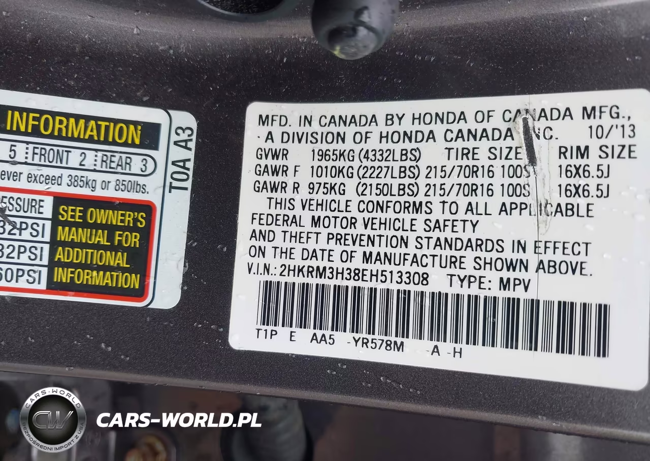 2014 Honda Cr-V Lx VIN:2HKRM3H38EH513308 - 9