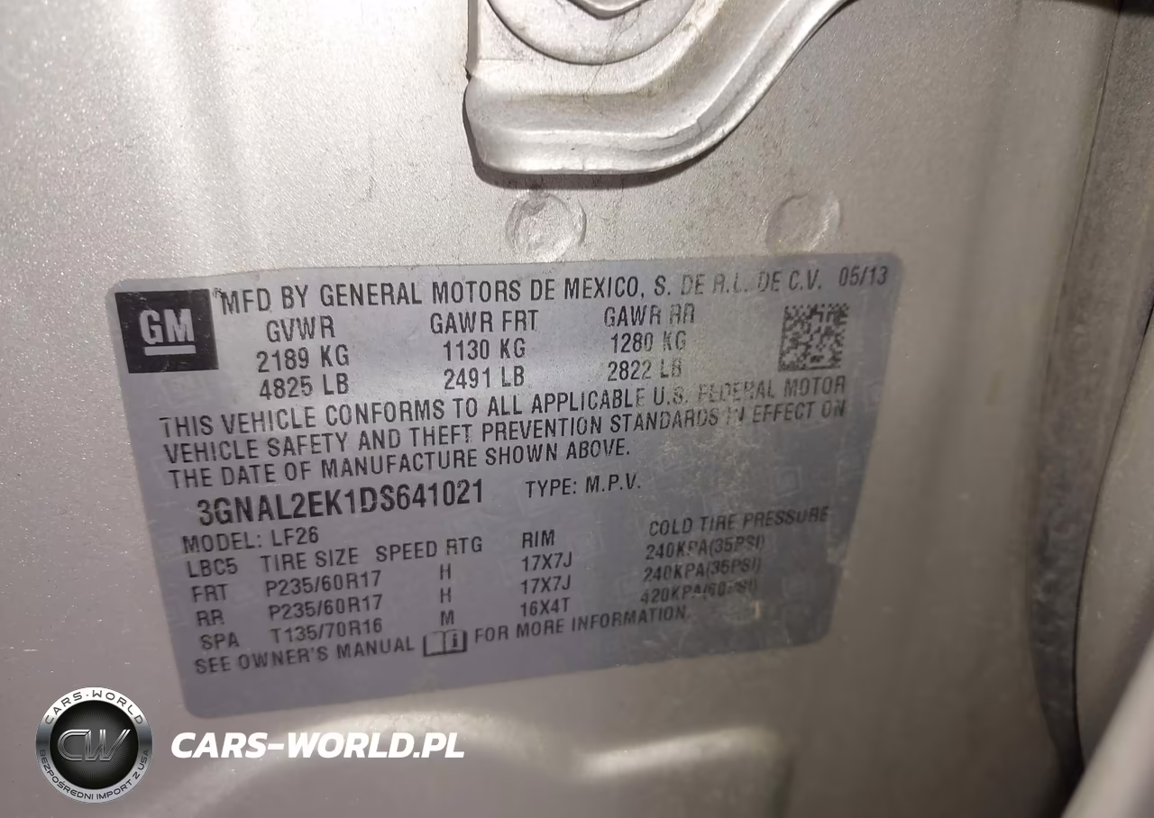 2013 Chevrolet Captiva Sport Fleet Ls VIN:3GNAL2EK1DS641021 - 9