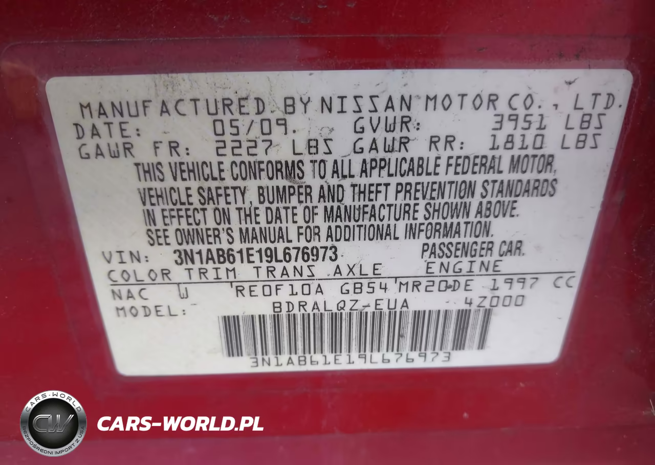2009 Nissan Sentra 2.0 VIN:3N1AB61E19L676973 - 9