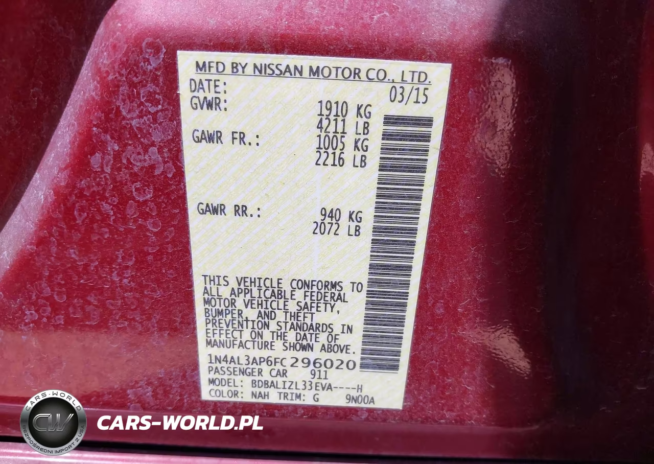 2015 Nissan Altima 2.5 Sv VIN:1N4AL3AP6FC296020 - 9
