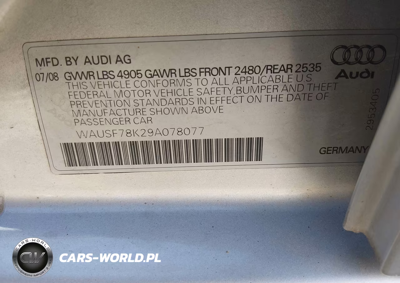 2009 Audi A4 2.0T Premium VIN:WAUSF78K29A078077 - 9